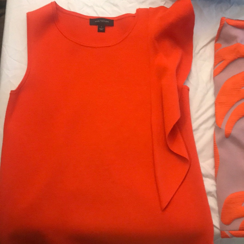 Ann Taylor - new reddish orange or coral top